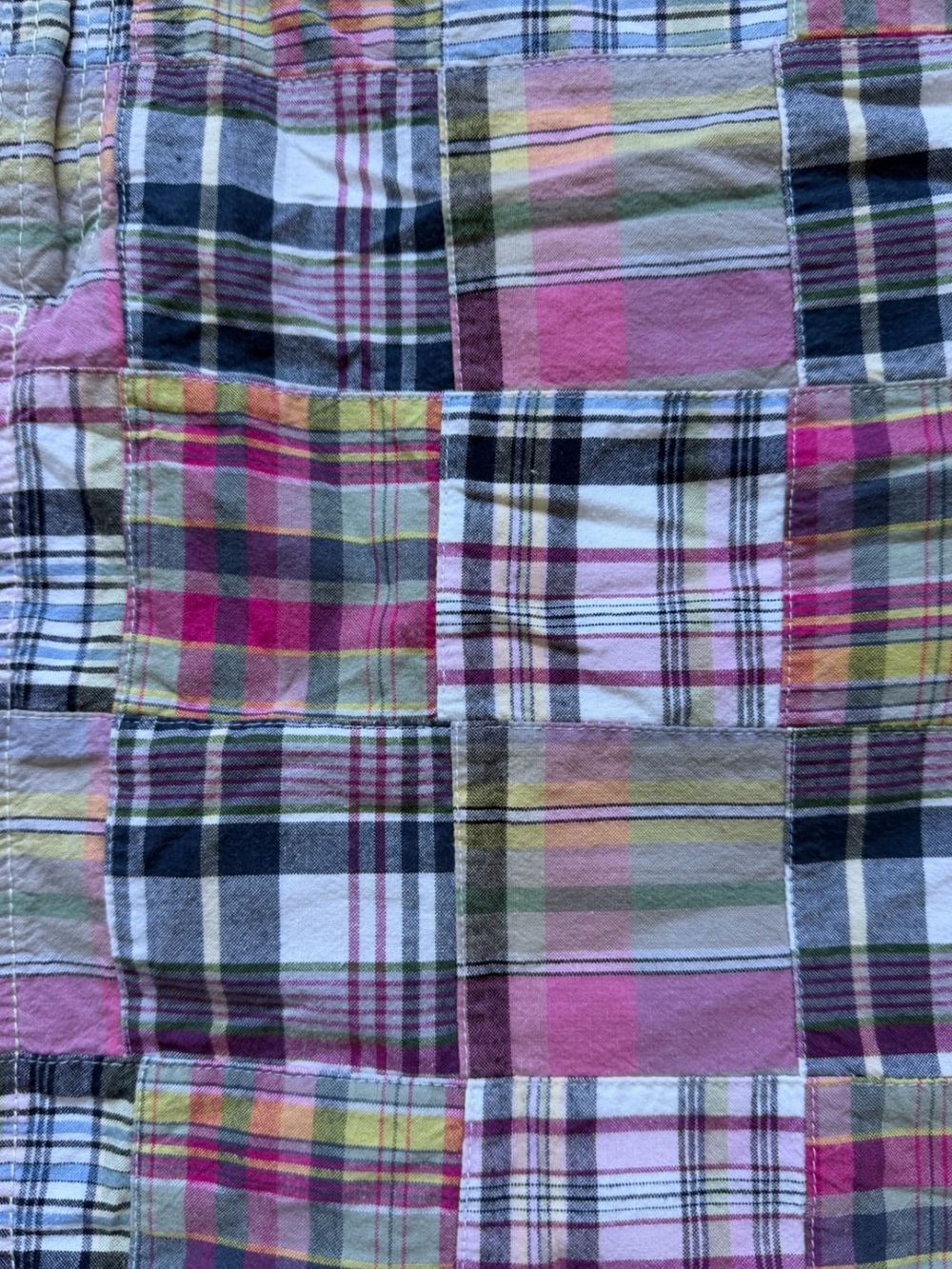 Merona Y2K Madras Plaid Patchwork Mini Skirt Pink Green Boho Prep 2000s Size 14 - Picture 4 of 10